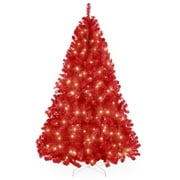 Best Choice Products 4.5ft Pre-Lit Red Christmas Tree, Artificial Holiday Decoration w/ 175 Lights